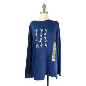 C Wonder Size M Medium Embroidered Motivational Long Sleeve Knit Top NWT